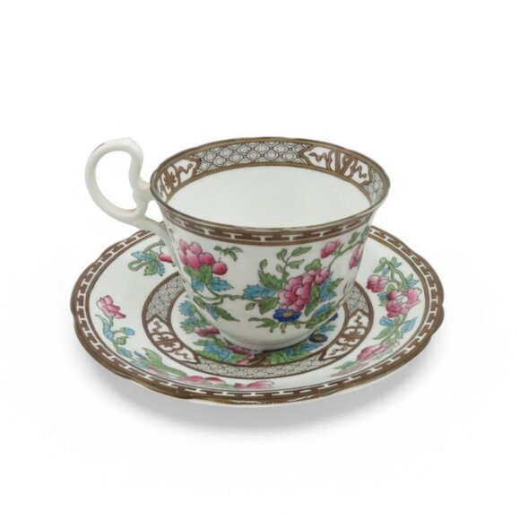 AYNSLEY INDIAN Tree Pattern Tea Cup and Saucer Set With Floral Design Vintage - Picture 1 of 10
